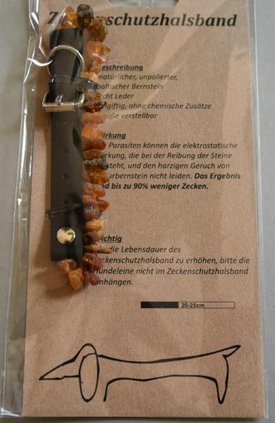 Zeckenschutzhalsband Bernstein für Hunde & Katzen schwarz bis 25 cm